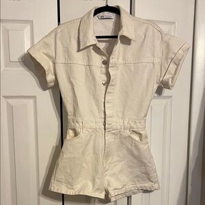 Zara Sparkly White Denim Romper